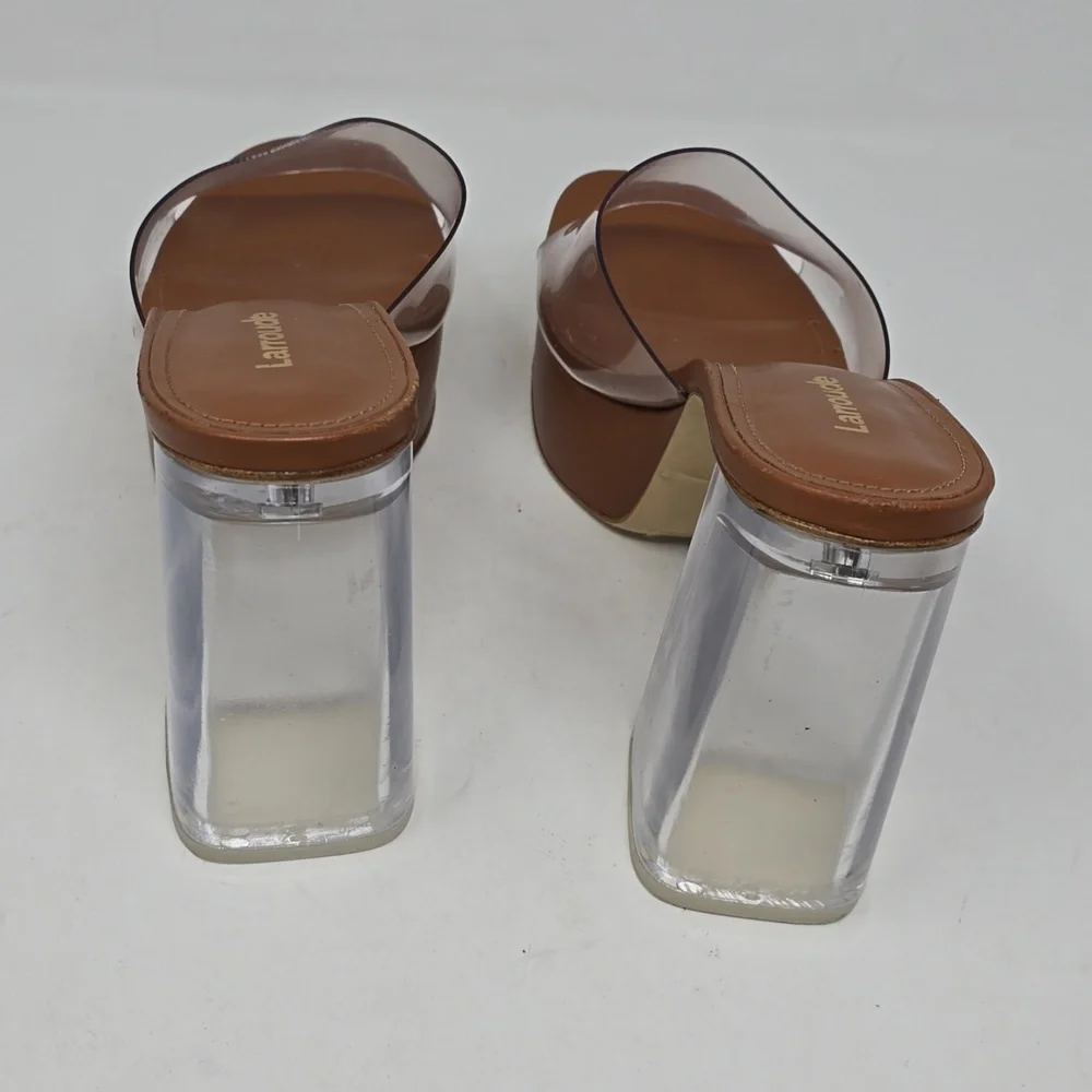 Larroude Dolly Lucite Vinyl Platform Women's Mules - Picture 5 of 8